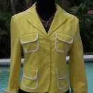BCBG MAX AZRIA $222 STRETCH Cotton JACKET Top NWT XS/S Lined YELLOW WHITE TRIM BCBG MAX AZRIA $222 STRETCH Cotton JACKET Top NWT XS/S Lined YELLOW WHITE TRIM