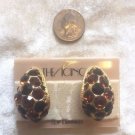 ICING $48 Beautiful BLACK & BROWN Crystal GOLD CLIP ON Earrings NWT ICING $48 Beautiful BLACK & BROWN Crystal GOLD CLIP ON Earrings NWT