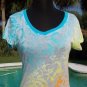 Cache $$$ SUNRISE DIP DYE BURN-OUT TEE Top NWT S/M SHEER ILLUSION YUMMY SOFT