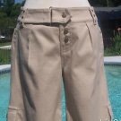 Cache $98 COTTON SPANDEX SAND COLOR CROP GAUCHO Pant NWT 8/10/12 M/L SELF-BELT Cache $98 COTTON SPANDEX SAND COLOR CROP GAUCHO Pant NWT 8/10/12 M/L SELF-BELT