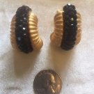 Vintage BELLINI BY FORMART BLACK Swarovski Crystal GOLD TONE Clip Earrings EUC