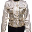Cache Metallic Brocade Top Jacket New Gold / Silver Lined Event Evening $198 NWT