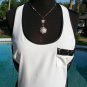 Cache Peek A Boo Black Lace Back Cami Top S/M/L/XL White Front Stretch $98 NWT