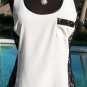 Cache Peek A Boo Black Lace Back Cami Top S/M/L/XL White Front Stretch $98 NWT