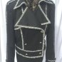 Cache Black Lined Textured B & W Tweed Trim Jacket Top Sz 10 M Double Breast