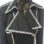 Cache Black Lined Textured B & W Tweed Trim Jacket Top Sz 10 M Double Breast