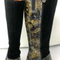 Donald Pliner Black Leather Suede Tortoise Patent Tall Boot Shoe Side Zip 8.5