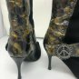 Donald Pliner Black Leather Suede Tortoise Patent Tall Boot Shoe Side Zip 8.5