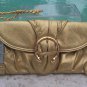 Cache Gold Metallic Leather Rhinestone Purse New Matches Tops Pants $128 NWT