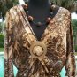 Cache Stretch Animal Print Paisley Ruched Bust O Ring Top NEW Sz L Metallic Kiss
