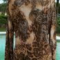 Cache Stretch Animal Print Paisley Ruched Bust O Ring Top NEW Sz L Metallic Kiss