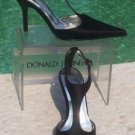 Donald Pliner Couture Leather Pump Shoe New Size 6 Black Satin T Strap $350 NIB