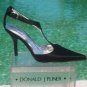 Donald Pliner Couture Leather Pump Shoe New Size 6 Black Satin T Strap $350 NIB