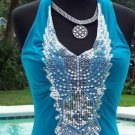 Cache Ruched Peek A Boo Sequin Plung 2 Navel Halter Top New Stretch S/M/L $118 Cache Ruched Peek A Boo Sequin Plung 2 Navel Halter Top New Stretch S/M/L $118