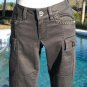 Cache Embellished Jean Pant Cargo Denim Zipper Leg Rhinestone Stretch $128 NWT