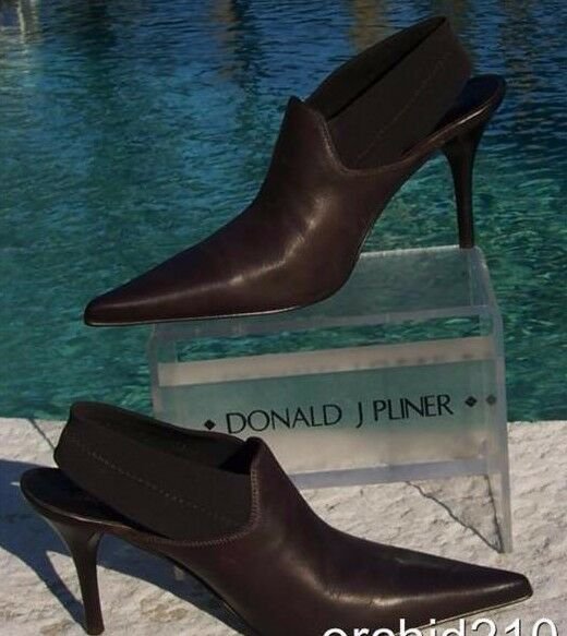 Details about   Donald Pliner Metallic Leather Boot Shoe New Satin Elastic Sling Signature $345