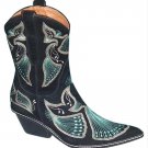 Donald Pliner Western Couture Black Suede Peace Boot Shoe New Intricate NIB $625