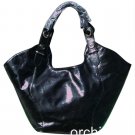Donald J Pliner Glossy Black Calf Leather Bucket Purse Handbag New $455 NWT