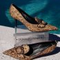 Donald Pliner Couture Leather Pump Shoe New 6 French Leopard Tapestry $345 NIB