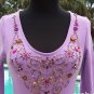 Cache Rhinestone Bead Pearl Embellished Stretch Top New Size XS/S Cotton NWT $98