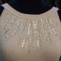 Cache Pearl Bead Encrusted Metallic Halter Top S/M/L Open Back Stretch $88 NWT