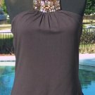 Cache Ruched Embellished Stretch Halter Top New Size S/M/L Shelf Bra $108 NWT Cache Ruched Embellished Stretch Halter Top New Size S/M/L Shelf Bra $108 NWT