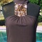 Cache Ruched Embellished Stretch Halter Top New Size S/M/L Shelf Bra $108 NWT