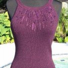 Cache Pearl Bead Encrusted Metallic Purple Top NWT S/M/L Open Back Stretch $88 Cache Pearl Bead Encrusted Metallic Purple Top NWT S/M/L Open Back Stretch $88