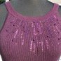 Cache Pearl Bead Encrusted Metallic Purple Top NWT S/M/L Open Back Stretch $88