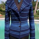 Cache Cotton Blend Top Jacket New XS/S/M Navy and Lght Blue Stripe Stretch $128 Cache Cotton Blend Top Jacket New XS/S/M Navy and Lght Blue Stripe Stretch $128