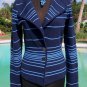 Cache Cotton Blend Top Jacket New XS/S/M Navy and Lght Blue Stripe Stretch $128