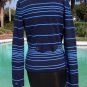 Cache Cotton Blend Top Jacket New XS/S/M Navy and Lght Blue Stripe Stretch $128