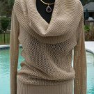Cache Metallic Kissed Peek A Boo Knit Oversized Collar Top New Sweater $118 NWT
