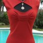 Cache Stretch Key Hole Cut Out Ruched Bust Top New Size S/M Body Hugging NWT $88