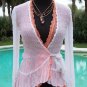 Cache Peek A Boo Sheer Krinkle Wrap Top New XS/S/M/L Self Belt Stretch $168 NWT