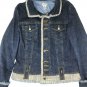 Cache Denim Jacket Rhinestone Buttons New Lined Boucle Tweed Trim Size 10 M NWT