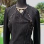 Cache Offset Front Zipper Top Jacket New XS/S/M Zipper Sleeve Nail Head $188 NWT