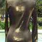 Cache Stretch Dark Gold Metallic Ruched Wrap Top New Size S/M Love Knot $98 NWT