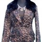 Cache Removable Fox Collar Bronze Metallic Brocade Jacket Top New $298 NWT