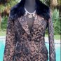 Cache Removable Fox Collar Bronze Metallic Brocade Jacket Top New $298 NWT