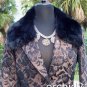Cache Removable Fox Collar Bronze Metallic Brocade Jacket Top New $298 NWT