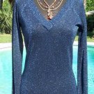 Cache Luxe Midnight Blue Metallic Double Plunging V Top XS/S/M Stretch $98 NWT Cache Luxe Midnight Blue Metallic Double Plunging V Top XS/S/M Stretch $98 NWT