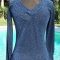 Cache Luxe Midnight Blue Metallic Double Plunging V Top XS/S/M Stretch $98 NWT