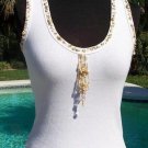 Cache Sea Shells Beads Embellished Stretch Rib Knit Tee Top New Sz S/M/L $88 NWT Cache Sea Shells Beads Embellished Stretch Rib Knit Tee Top New Sz S/M/L $88 NWT