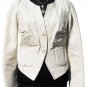 Cache Luxe Pearled Ivory Lamb Leather Jacket Top Top New Sz 4/6/8 S/M $398 NWT