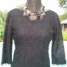 Cache Stretch Body Hugging Sheer Illusion Eyelash EUC Size S/M Black 3/4 Sleeve Cache Stretch Body Hugging Sheer Illusion Eyelash EUC Size S/M Black 3/4 Sleeve