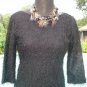 Cache Stretch Body Hugging Sheer Illusion Eyelash EUC Size S/M Black 3/4 Sleeve