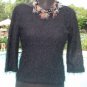 Cache Stretch Body Hugging Sheer Illusion Eyelash EUC Size S/M Black 3/4 Sleeve