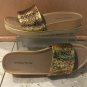 Donald Pliner Cava Gold Leopard Metallic Leather Slide New $198 NIB Sz 8.5