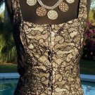 Cache Peek A Boo Lace Over Mesh Bustier Lace Up Top NWT Sz XS/S/M/L Stretch $128